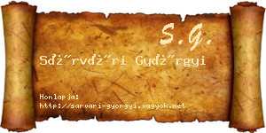 Sárvári Györgyi névjegykártya